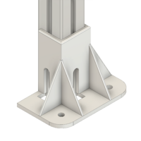 33-45453S-1 MODULAR SOLUTIONS FOOT<br>45MM X 45MM (3) SIDED FOOT W/11MM FLOOR ANCHOR HOLES